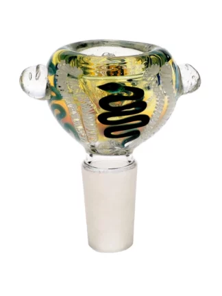 14MM Green Snake Swirl Male Glass Bowl