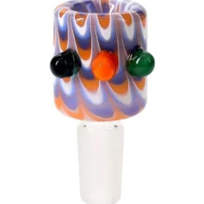 14MM Light Blue & Orange Mosaica Male Glass Bowl