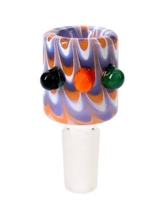 14MM Light Blue & Orange Mosaica Male Glass Bowl