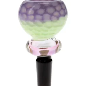 14MM Male Purple & Green Glass Bowl