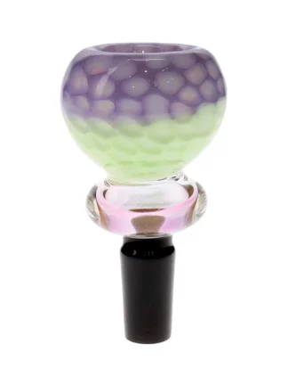 14MM Male Purple & Green Glass Bowl
