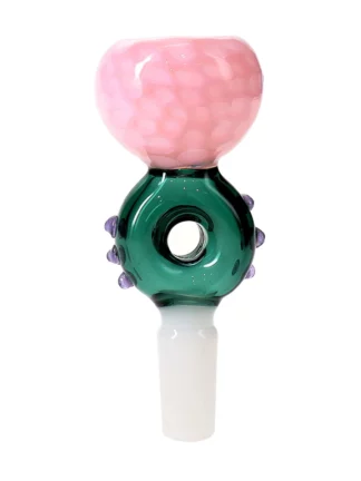 14MM Pink & Green Dragon Male Glass Bowl