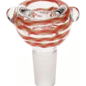 14MM Red and White Male Glass Bowl