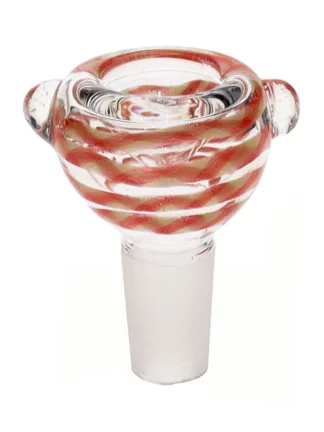 14MM Red and White Male Glass Bowl