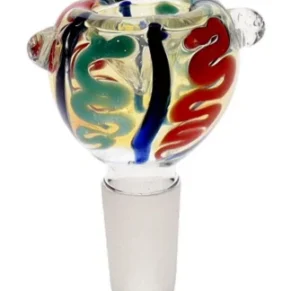 14MM Turquoise and Blue Swirl Male Glass Bowl