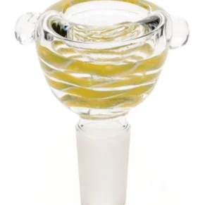 14MM Yellow and White Male Glass Bowl