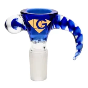 14mm Male Diamond Blue Glass Bowl with Horn Handle