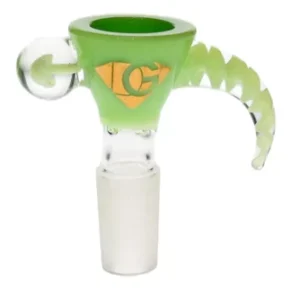 14mm Male Diamond Milk Green Glass Bowl with Horn Handle