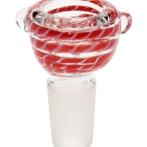 18MM Red and White Male Glass Bowl