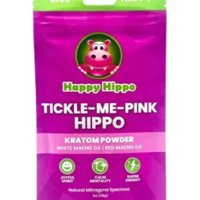 Happy Hippo Tickle Me Pink Hippo White & Red Maeng Da Kratom Powder 1oz