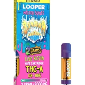 Banana Sherbet Looper Melted Series THC-A+D8+HHC Live Resin Vape Cart 2G