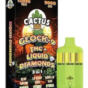 Blue Dream | LA Kush Cake | Gorilla Glue Cactus Labs Glock 9 THC + Liquid Diamonds 3in1 Vape 9000mg