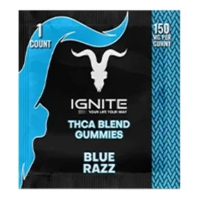 Blue Razz Ignite THC-A Blend Gummies 150mg