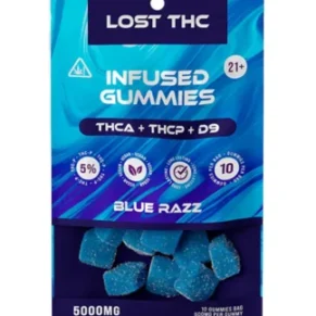 Blue Razz Lost THC THCA+THCP+D9 Infused Gummies 5000MG