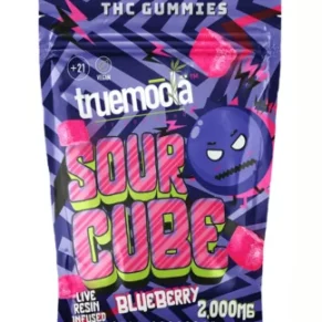 Blueberry Truemoola Sour Cube Live Resin Infused THC Gummies 2000MG