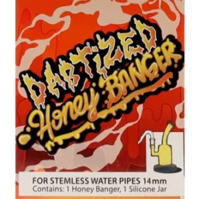 Dabtized Red Stemless Honey Banger 14MM Male With Silicone Jar
