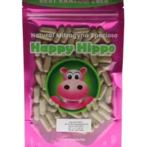 Happy Hippo Red Hot Hippo Elite Red Vein Maeng Da Kratom Capsules 100ct