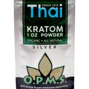 Green Thai OPMS Kratom Silver Powder 1oz Bag