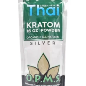 Green Vein Thai OPMS Kratom Silver Powder 16oz Bag