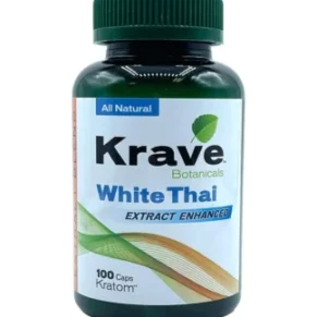Krave Botanicals White Thai Extract Enhanced Kratom Capsules