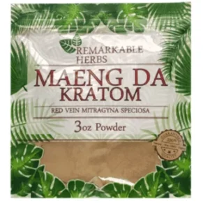 Maeng Da Red Vein Remarkable Herbs Kratom Powder Bag 3oz