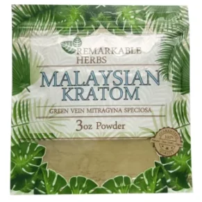 Malaysian Kratom Green Vein Remarkable Herbs Kratom Powder Bag 3oz