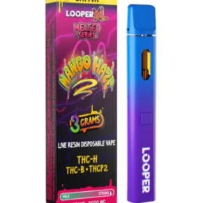 Mango Haze Looper XL Melted Series THC-H+THC-B+THCP2 Live Resin Disposable Vape 3G
