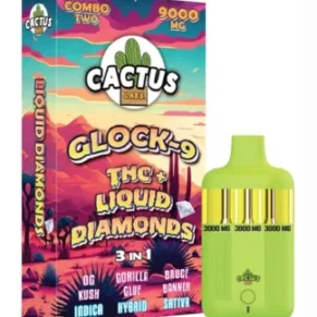 OG Kush | Gorilla Glue | Bruce Banner Cactus Labs Glock 9 THC + Liquid Diamonds 3in1 Vape 9000mg