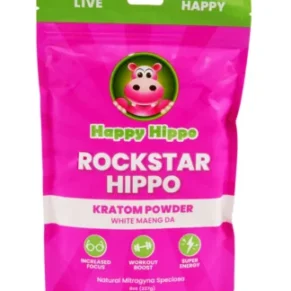 Happy Hippo Rockstar Hippo White Maeng Da Kratom Powder 8oz