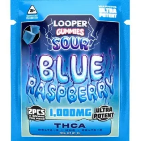 Blue Raspberry Looper THCA+Delta-9+HHC+Delta-8 Gummies 2ct 1000mg