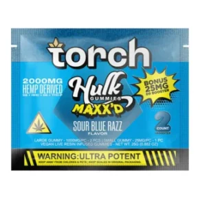 Sour Blue Razz Torch Hulk MAXX’D  Gummies 2000mg
