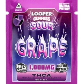 Sour Grape Looper THCA+Delta-9+HHC+Delta-8 Gummies 2ct 1000mg