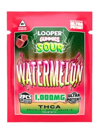 Sour Watermelon Looper THCA+Delta-9+HHC+Delta-8 Gummies 2ct 1000mg