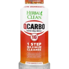 Straw Mango Herbal Clean QCarbo16 Same-Day Premium Detox Drink 16 Fl Oz