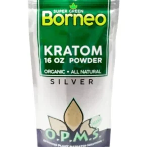 Super Green Borneo OPMS Kratom Silver Powder 16oz Bag