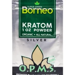 Super Green Borneo OPMS Kratom Silver Powder 1oz Bag