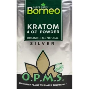 Super Green Borneo OPMS Kratom Silver Powder 4oz Bag