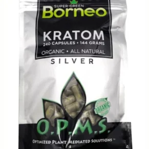 Super Green Borneo OPMS Silver Kratom Capsules 240ct