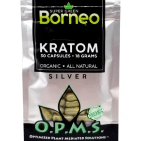 Super Green Borneo OPMS Silver Kratom Capsules 30ct