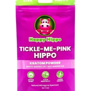 Happy Hippo Tickle Me Pink Hippo White & Red Maeng Da Kratom Powder 8oz
