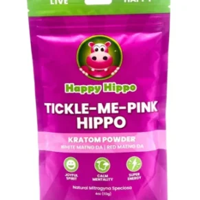 Happy Hippo Tickle Me Pink Hippo White & Red Maeng Da Kratom Powder 4oz