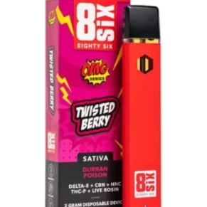 Twisted Berry Durban Poison 8SIX OMG Series Live Rosin Blend Disposable 2G