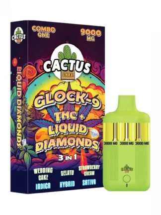 Wedding Cake | Gelato | Strawberry Cream Cactus Labs Glock 9 THC + Liquid Diamonds 3in1 Vape 9000mg
