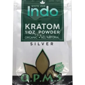 White Indo OPMS Kratom Silver Powder 1oz Bag