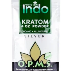 White Indo OPMS Kratom Silver Powder 4oz Bag