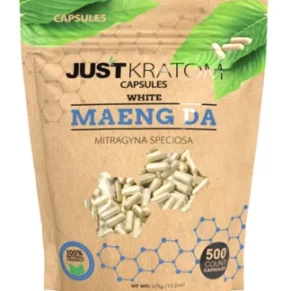 White Maeng Da Just Kratom Mitragyna Speciosa Capsules 500ct