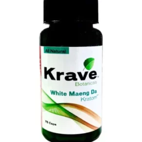 White Maeng Da Krave Botanicals Kratom Capsules 75ct