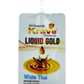 White Thai Krave Botanicals Liquid Gold Kratom Extract Pouch 20G