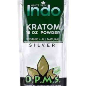 White Vein Indo OPMS Kratom Silver Powder 16oz Bag