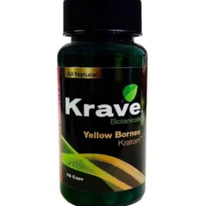 Yellow Borneo Krave Botanicals Kratom Capsules 75ct